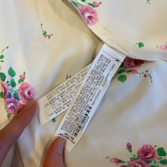 Zara satin midi dress white with pink florals size M 7596/479 - Picture 5 of 8